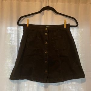 High waisted button front mini skirt